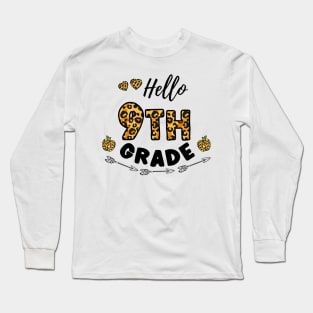 Hello 9th Grade Leopard Back To School Long Sleeve T-Shirt